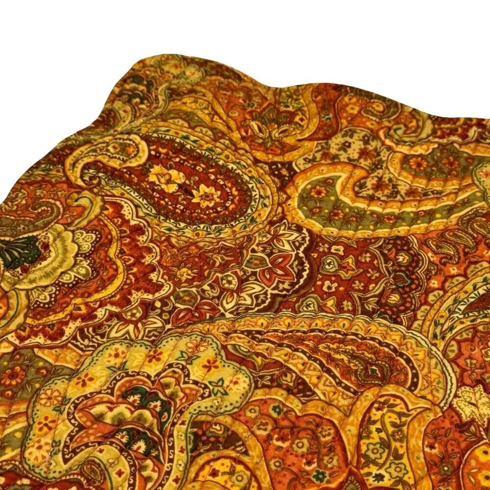 VTG Paisley Floral Quilted Pillow Shams 2 PCs Standard Cotton Cottage Farm